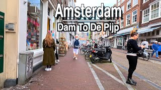 Amsterdam Dam to De Pijp Sunny Afternoon Walk |5k 60 | UHD Amsterdam Sounds