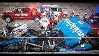 Aric Almirola hurt in big crash with Joey Logano and Danica Patrick