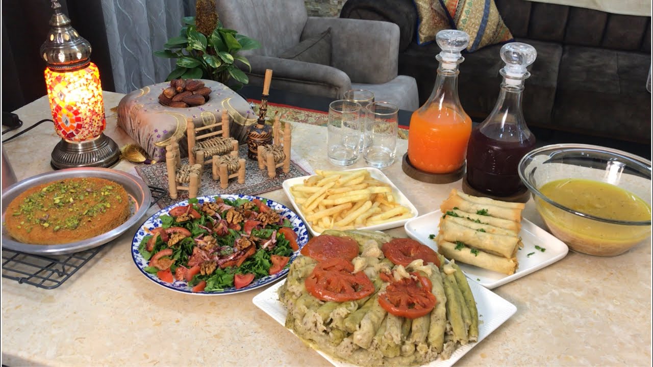 وأخيرا أول فطور لنا في البيت بشهر رمضان أجواء وتحضيرات الإفطار ورق ملفوف سلطة شوربة بطاطا كنافة عصير