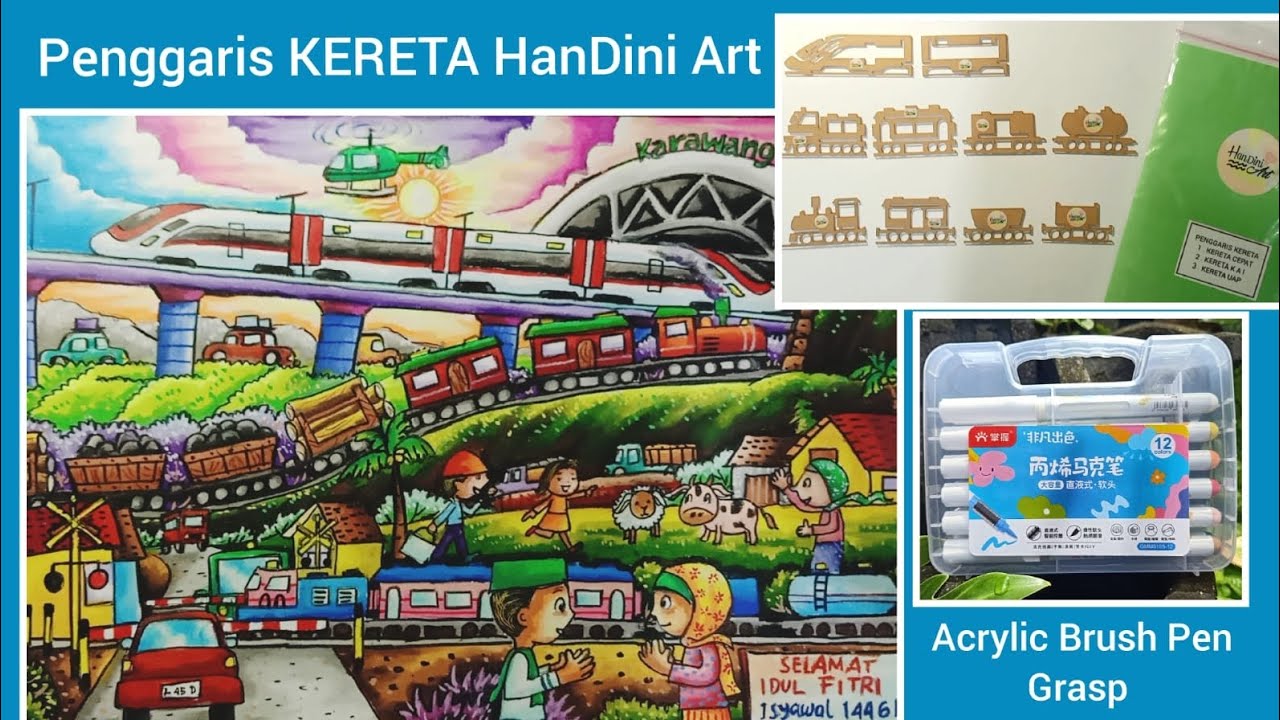 Menggambar Kereta Api Penggaris Kereta HanDini Art