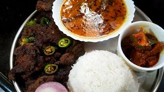 Hyderabadi lunch combo tawa ka tala huwa gosht | khati dal | white rice | recipe in urdu hindi
