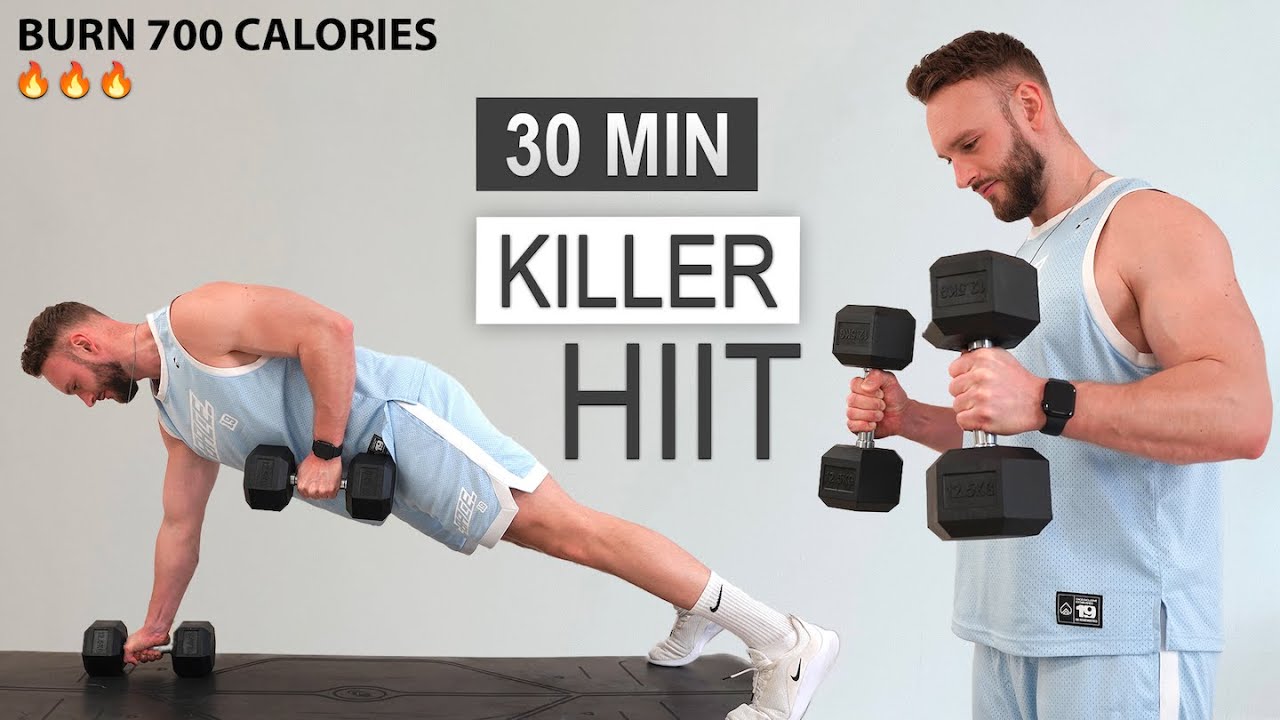 30 Min KILLER HIIT Workout Dumbbells Burn 700 Calories Full Body 30-min-killer-hiit-workout-dumbbells-burn-700-calories-full-body