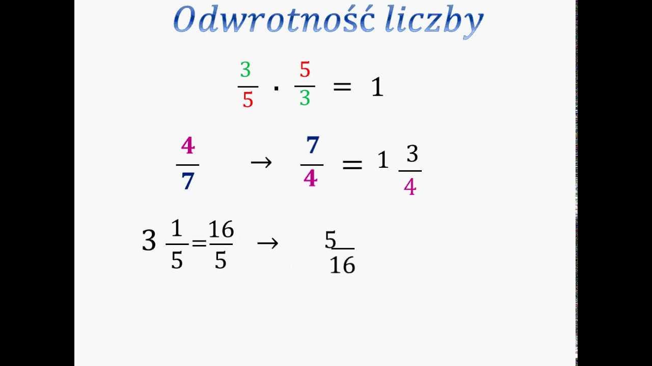Obok Każdej Liczby Wpisz Jej Odwrotność Odwrotności liczb - YouTube