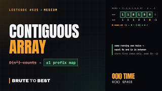 LeetCode #525: Contiguous Array, Prefix Sum With 0 as -1