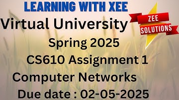 CS610 Computer Networks Assignment 1 Spring 2025 Virtual University of Pakistan
