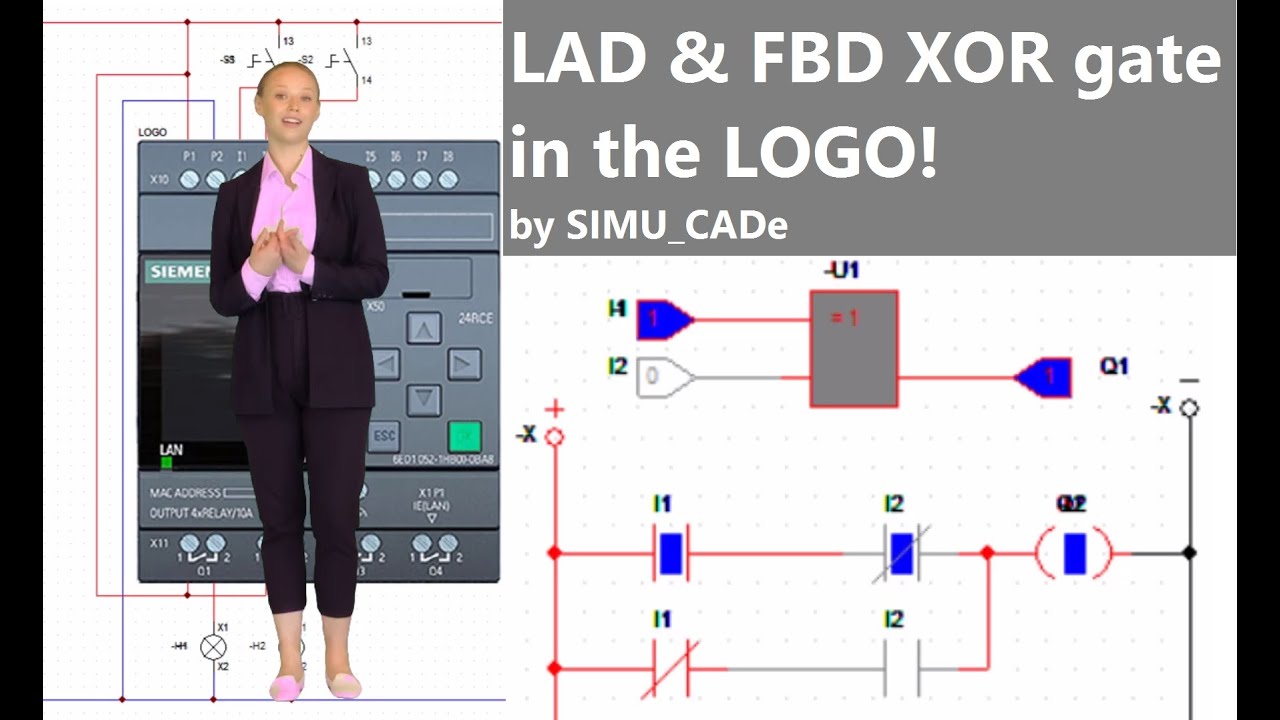 LAD & FBD XOR gate in the LOGO! by SIMU_CADe. - YouTube