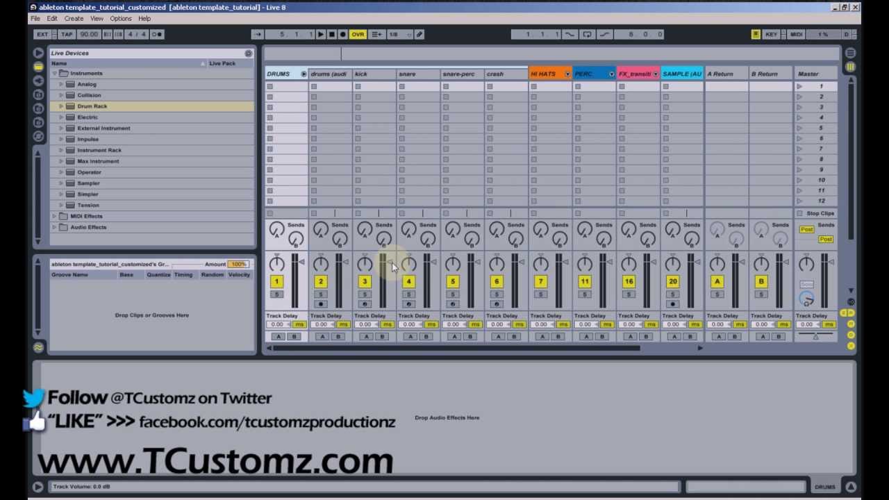 Ableton Live Tutorial How To Customize The Default Template Set Organize Your Beat Session Ableton Set Default Template