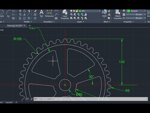 Making a 2D Practice drawing in AutoCAD with Polar array + شرح عربي ...