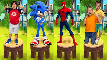 Tag with Ryan vs Sonic Dash vs Vlad and Niki Run vs Spiderman Hero Run - All Characters Unlocked