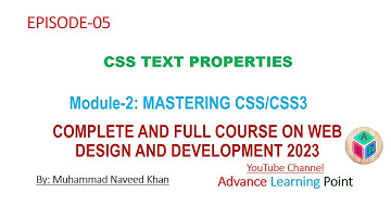 Full Course on Front End Web Design| Episode 05 CSS TEXT PROPERTIES Fully Explained with Example
