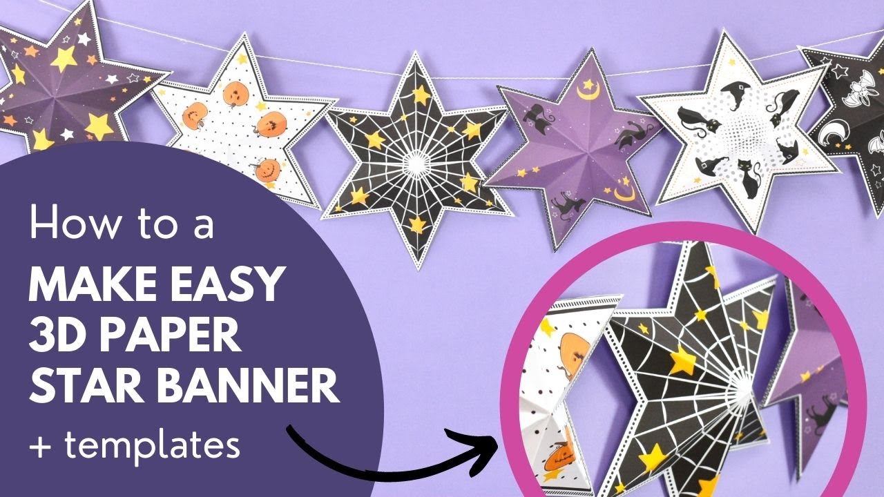 Easy 3D Foldable Paper Stars Halloween Banner - Free Origami Star Templates - YouTube easy-3d-foldable-paper-stars-halloween-banner-free-origami-star-templates-youtube