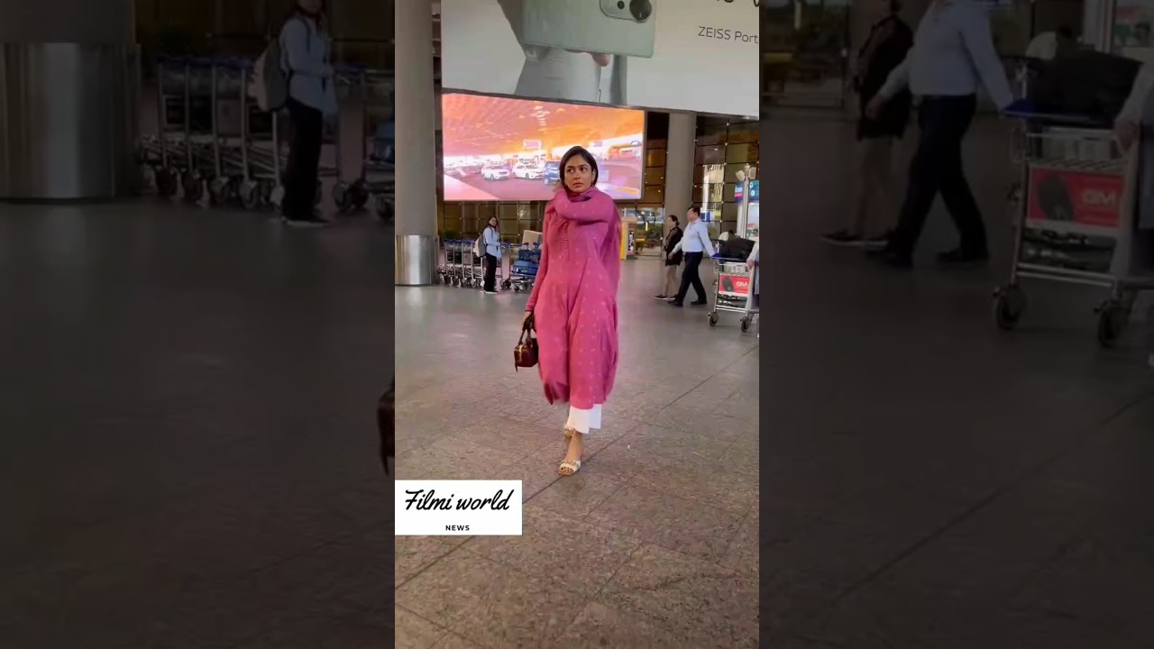 Mrunal Thakur steps out of the airport in a stunning pink suit 