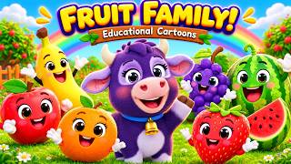 **Fruit Family Song 🍎🍌 | Learn Fruits with Moo Moo | Kids Nursery Rhymes & Educational Cartoon**