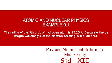STANDARD XII - ATOMIC AND NUCLEAR PHYSICS - EXAMPLE 9.1