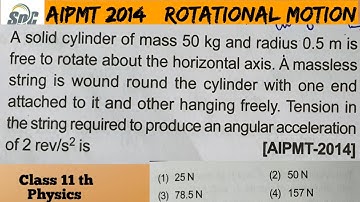 A solid cylinder of mass 50 kg and radius 0.5 m is free to  rotate about the horizontal axis . A