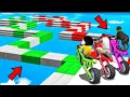 SHINCHAN AND FRANKLIN TRIED CRAZY DUAL BLUE &amp; GREEN SPEED BOOSTER ROAD PARKOUR CHALLENGE GTA 5