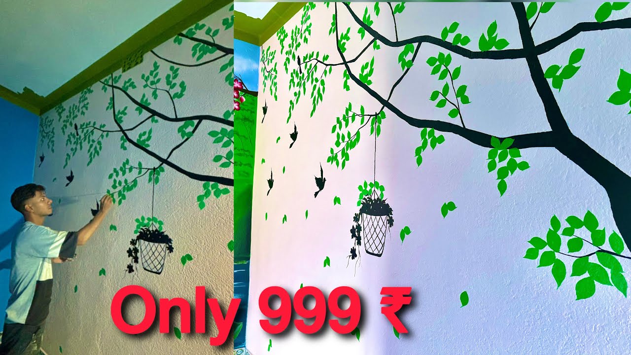 Simple tree wall painting design | wall painting design ideas ...