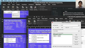 Lecture 05 07 Binary Integer Programming Excel Solver