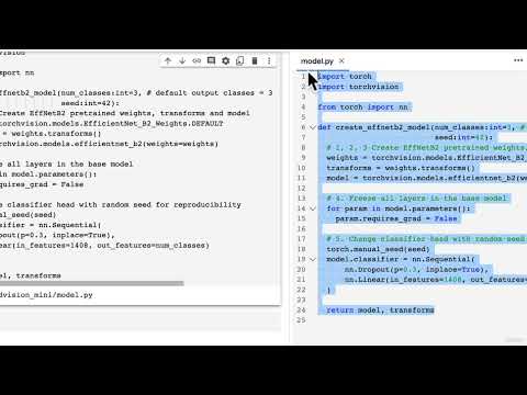 38. Turning Our EffNetB2 Model Creation Function Into a Python Script