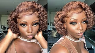 Brown Curly Pixie Cut Wig Install | GRWM: Hair + Makeup Tutorial