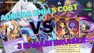 INSANE AURORA UNLI 5 GOLD VS 3 BRUISER HANABI | AUTO 3STAR LEGENDARY!! STRATEGY | MAGIC CHESS GOGO