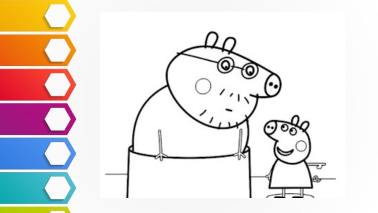 😍🥰dad peppa pig🐷l father peppa pig drawing l colorful❤💛💚💙drawing for kids l easy drawing l Peppa pig