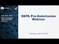 SEPA Pre-Submission Webinar