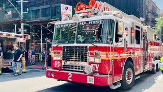 FDNY LADDER 2 TAKING UP FROM FDNY BOX 0782 5TH ALARM 10-86 CONSTRUCTION CRANE FIRE & BOOM COLLAPSE.