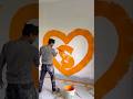 Wall painting orange colour fast cort bedroom 🏡 #wallpaiting #art