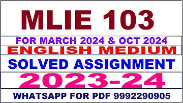 mlie 103 solved assignment 2023-24 | mlie 103 solved assignment in english 2024 | mlie 103 2024