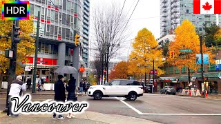 🇨🇦【HDR 4K】Vancouver Rain Walk - Downtown from Canada Place (October, 2021)