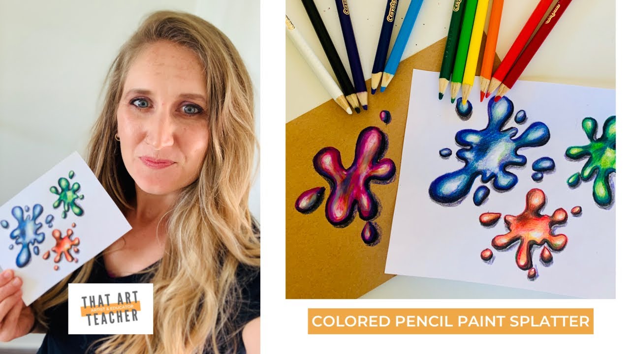 Paint Splatter Drawing  Colored Pencil Blending Tutorial 