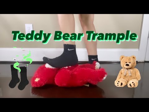 ✨Trampling Mr. Teddy Bear 🧸✨#asmr #trample #crush #socks #footfetish