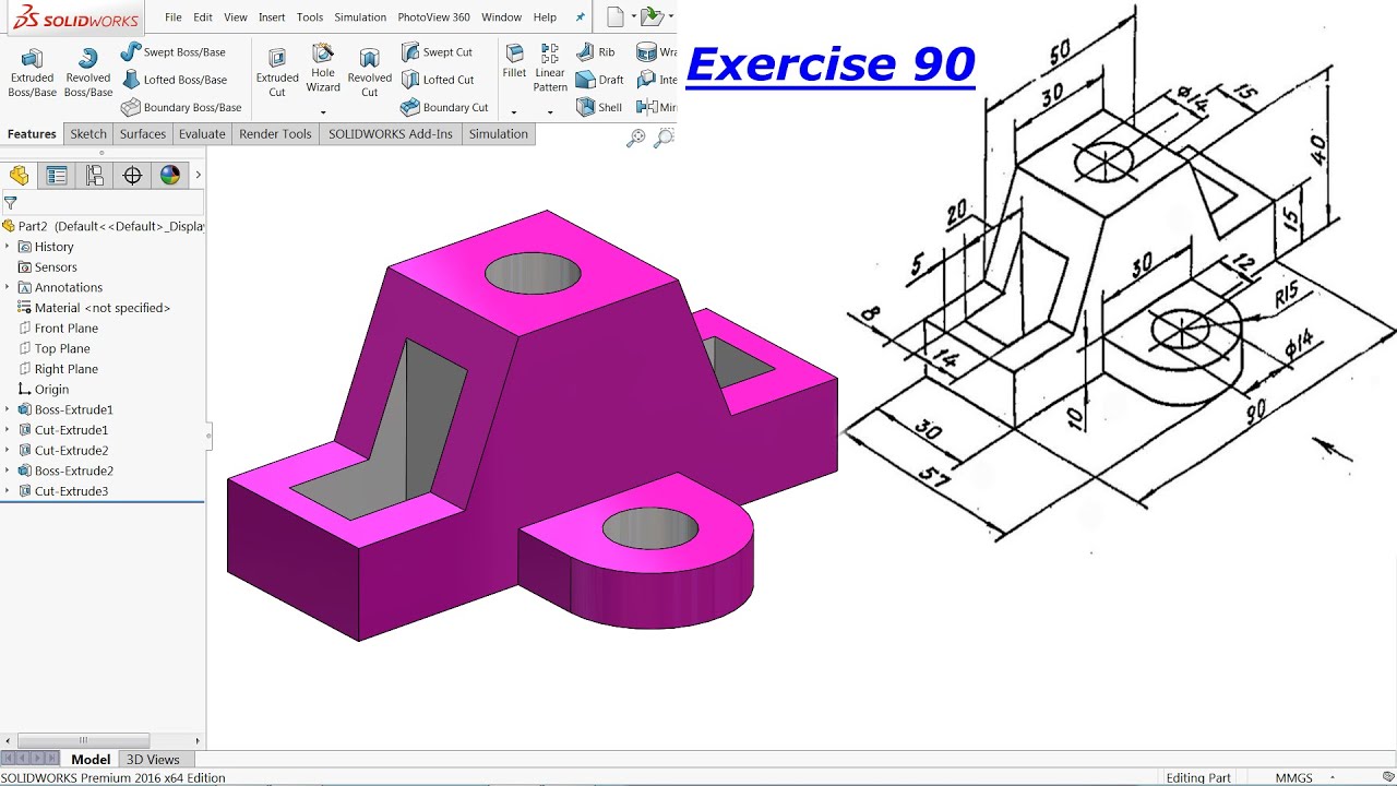 SolidWorks Tutorial for Beginners exercise 90 - YouTube