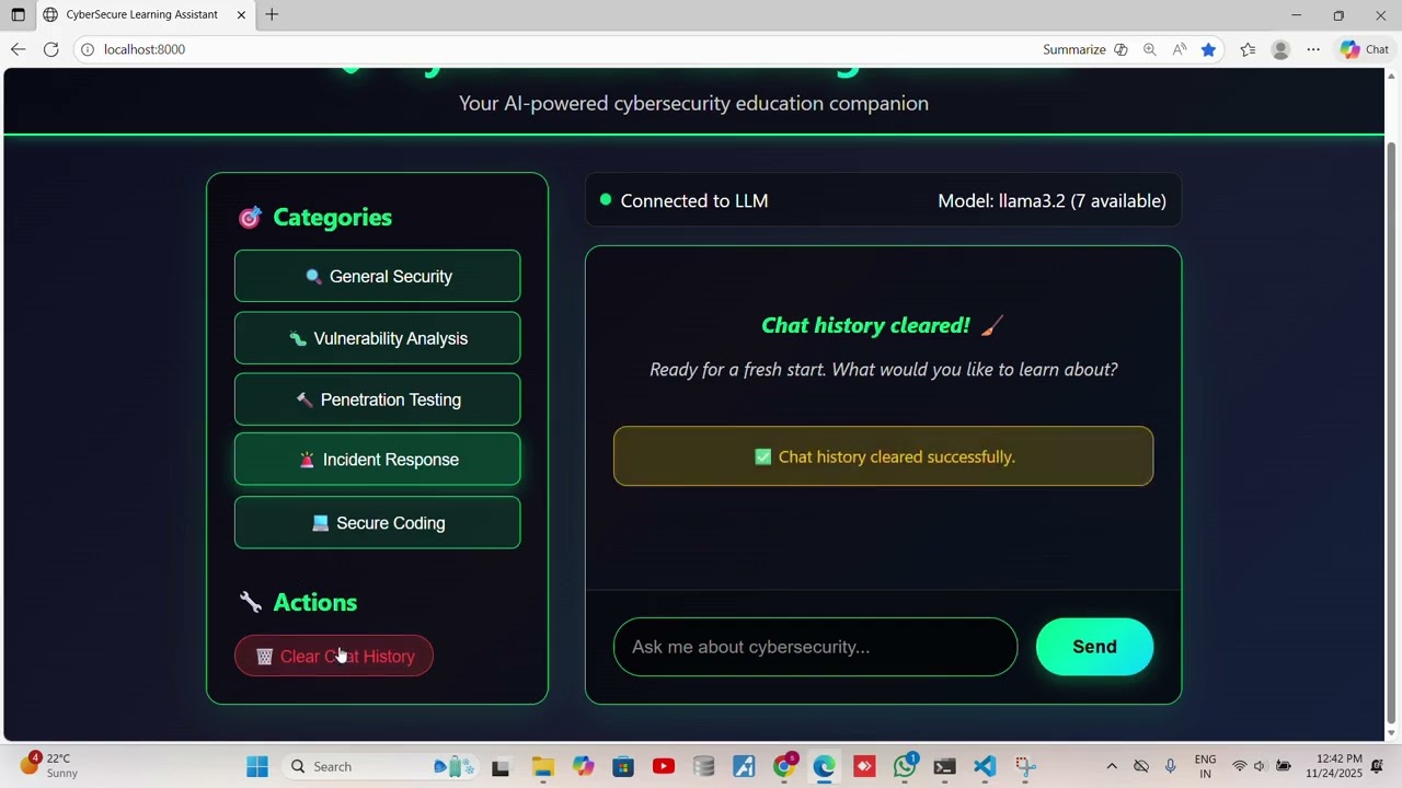 CyberSecure Learning Assistant | AI Cybersecurity Education Project