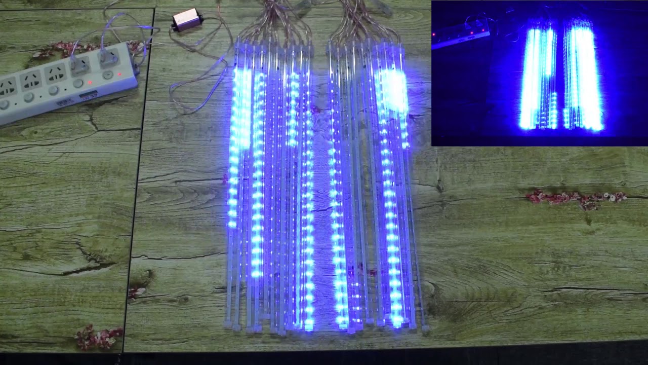 Meteor Lights, WASAGA LED Rain Lights 20 Tubes 960 LEDs (2 Pack) 50cm