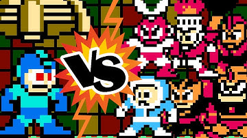 MM1 Bosses VS Copy Robot - Original Damage | Mega Man CPU Battle