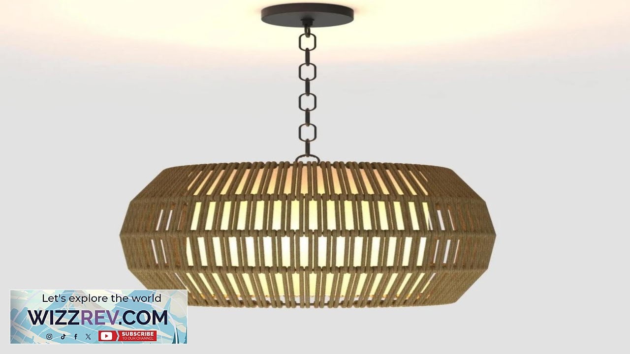 Подвесной светильник Garvee из плетеного бумажного ротанга в богемном стиле с абажуром в виде куп...