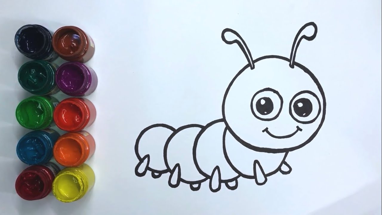 How to draw a Caterpillar |Painting & Colouring for kids, Toddlers |Caterpillar🐛 #04 - YouTube