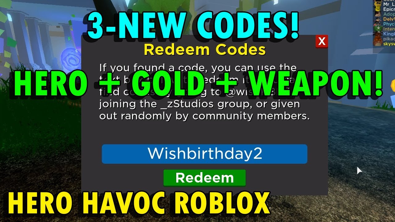 roblox hero havoc codes