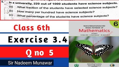 Class 6 Exercise 3.4 Q no 5 Percentage Ex 3.4 NBF Maths Class 6 Sir Nadeem Munawar