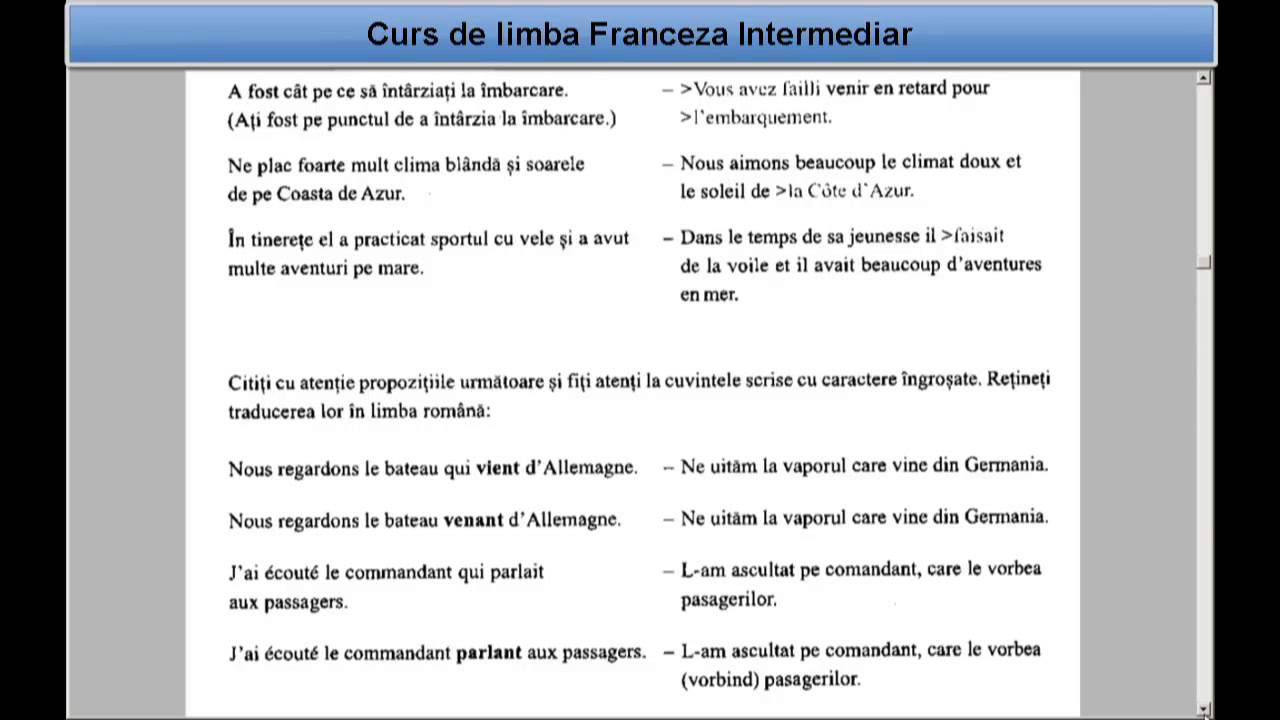 Curs De Limba Franceza Intermediari Tema Vocabular Lectia 14
