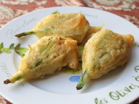 Fried Stuffed Squash Blossoms - Squash Flowers Stuffed with Goat Cheese