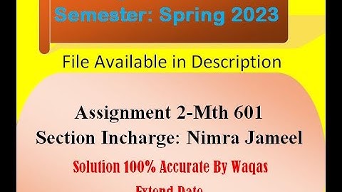 MTH601 2 SOLUTION BY WAQAS 100% CORRECT Nimra Jameel