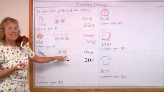 I explain how to count up make change in this math lesson for 2nd or
3rd grade. (and mathy) go through seven examples where a customer
purchases some sm...