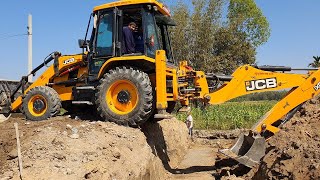 JCB Nearly Got Accident - JCB Backhoe Working For Village Road Construction - JCB 3DX Eco video