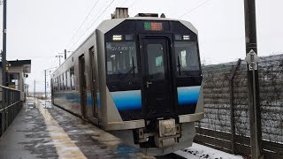 GV-E400系津軽線普通列車蟹田行き津軽宮田駅出発 Series GV-E400 Tsugaru Line Local for Kanita departing Tsugaru-Miyata Sta