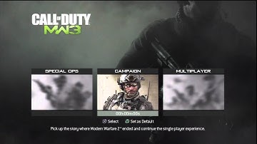 Call of Duty Modern Warfare 3: Main Menu Information