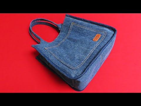 DIY안입는 청바지로 "바이어스"를 활용한 박스형 토트백 만드는 방법!/ "bias" box style tote bag/made of old jeans