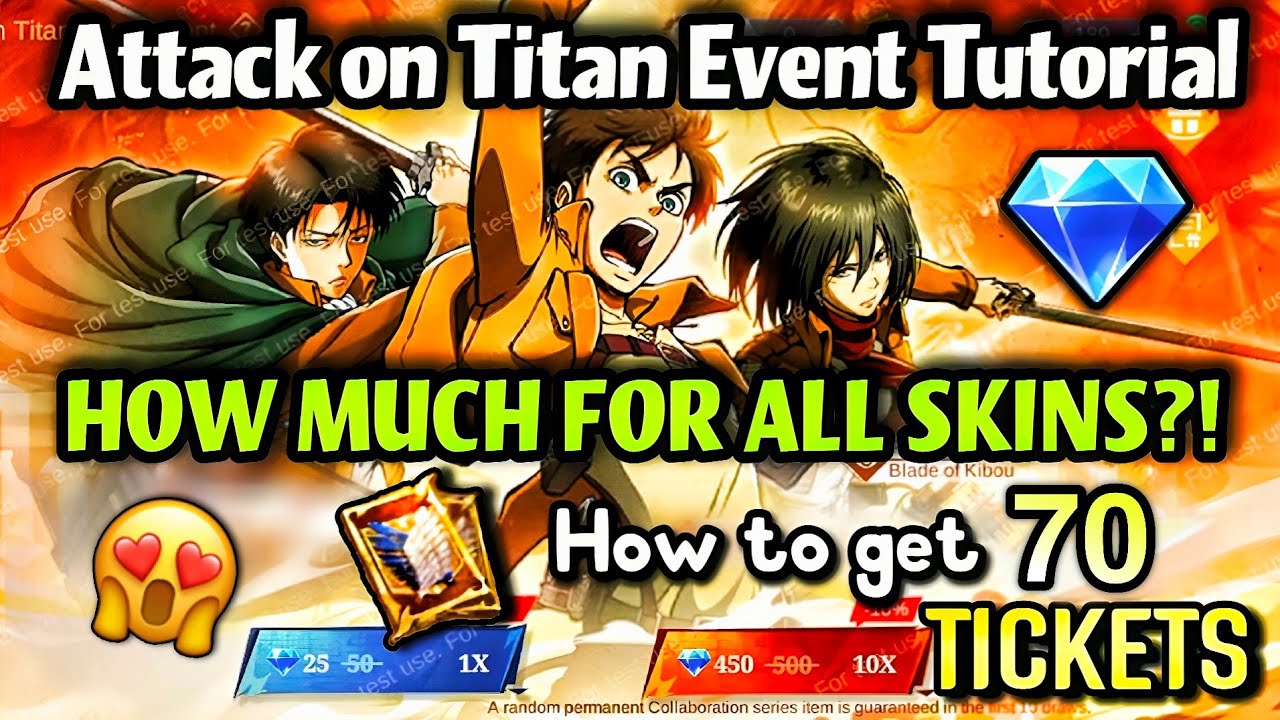 HOW MUCH for ATTACK ON TITAN SKINS!💎CHEAPEST COST TUTORIAL❗EVENT GUIDE, PHASE 1 & 2❗